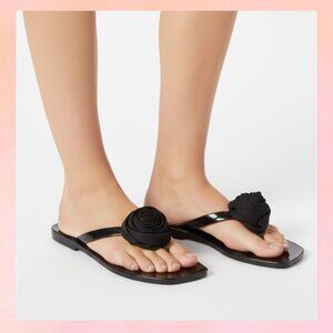 Nicole Miller New York Jelly Thong Sandals with Fabric Rose